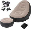 Inflatable lounge chair and ottoman supporting head, shoulders, waist, legs and feet