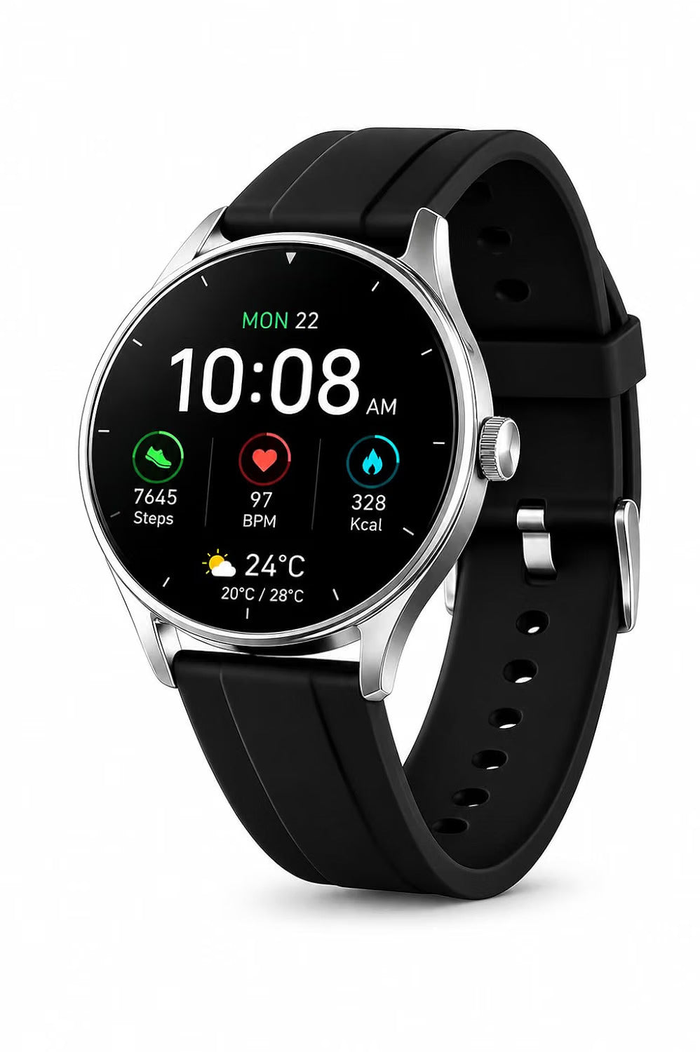 Hyper Watch V19 Pro smartwatch front view with black strap