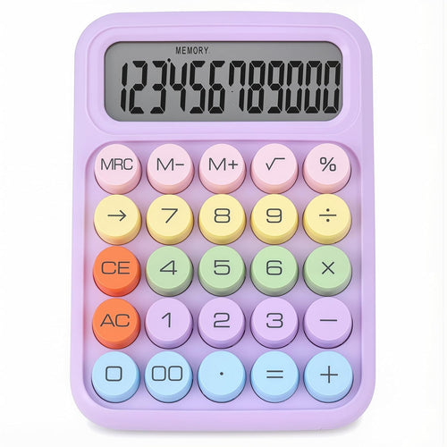 Cute Mechanical Calculator - front view pastel purple
