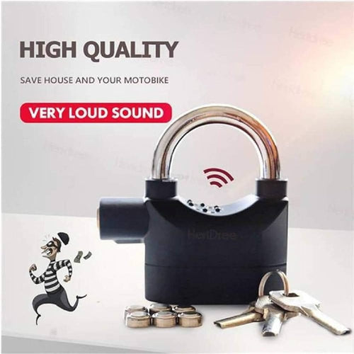 Alarm Security Lock – Motion Sensor, 110dB Siren Alert, Heavy-Duty Anti-Theft Padlock with 3 Keys, Weather-Resistant Heavy Body for Bikes, Gates, Doors, Sheds | Black
