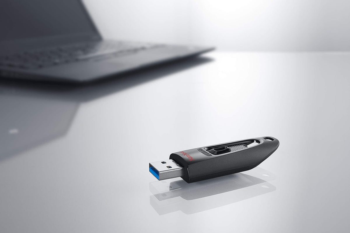 Back packaging details for SanDisk Ultra 64GB USB 3.0 flash drive
