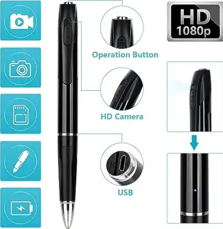 Black camera pen shown writing