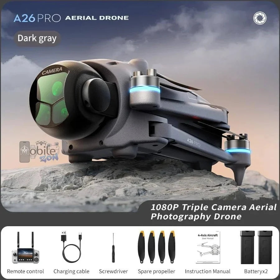 A26 Pro drone kit with controller batteries and carry bag