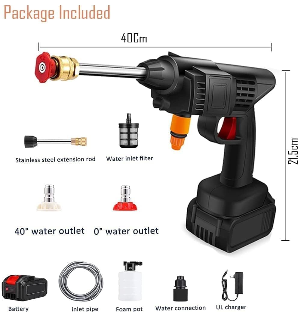 Car & Bike Washer High Pressure Gun TEKCOOL Cordless Portable Wireless Pressure Washer Gun 48V 12000mah High Pressure Water Gun for Car Wash Bike Washing Cleaning| Adjustable Nozzle and 5M Hose Pipe (FDS)