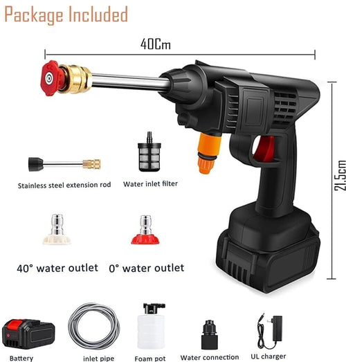 Car & Bike Washer High Pressure Gun TEKCOOL Cordless Portable Wireless Pressure Washer Gun 48V 12000mah High Pressure Water Gun for Car Wash Bike Washing Cleaning| Adjustable Nozzle and 5M Hose Pipe (FDS)