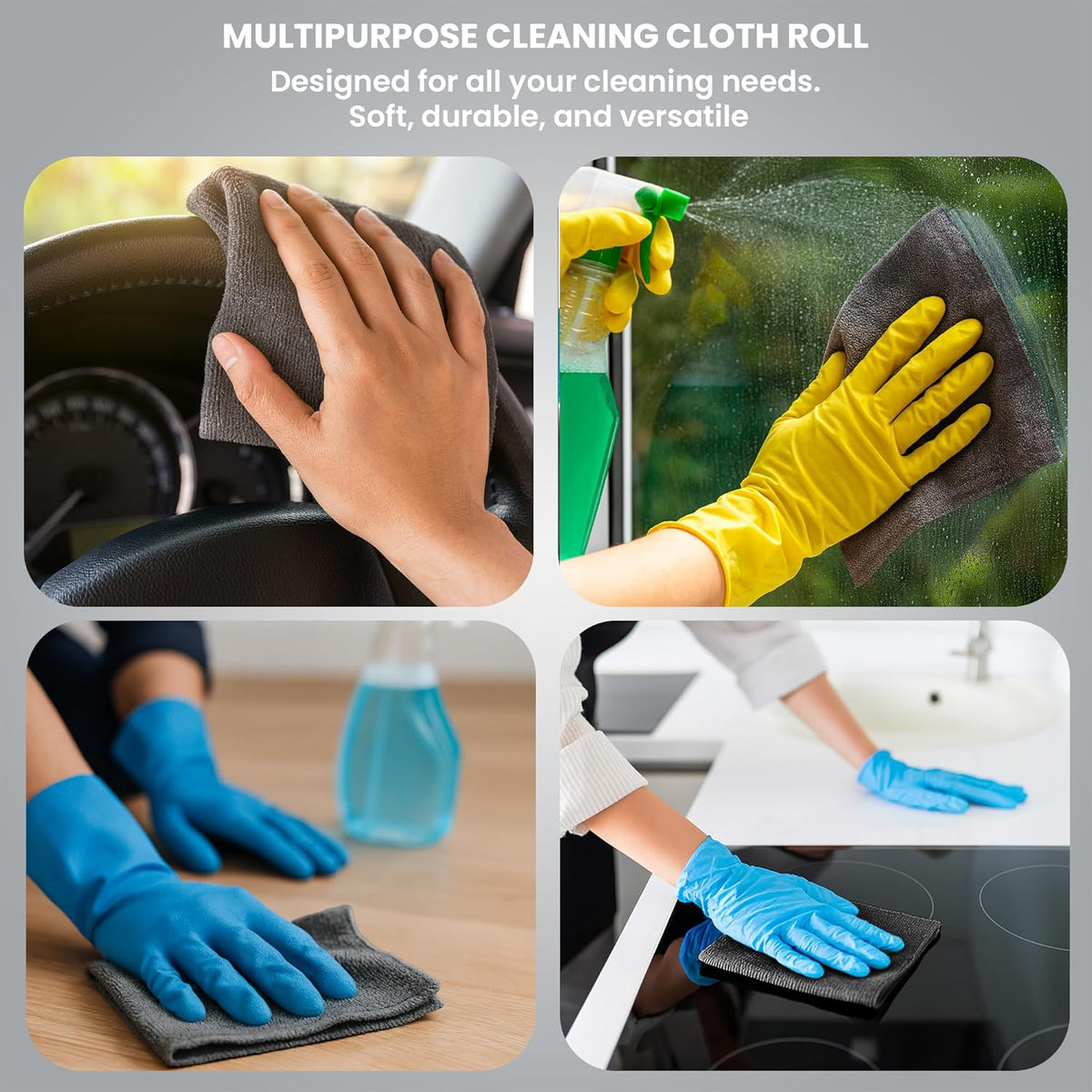 Microfiber cloth used for car, glass, table and kitchen cleaning