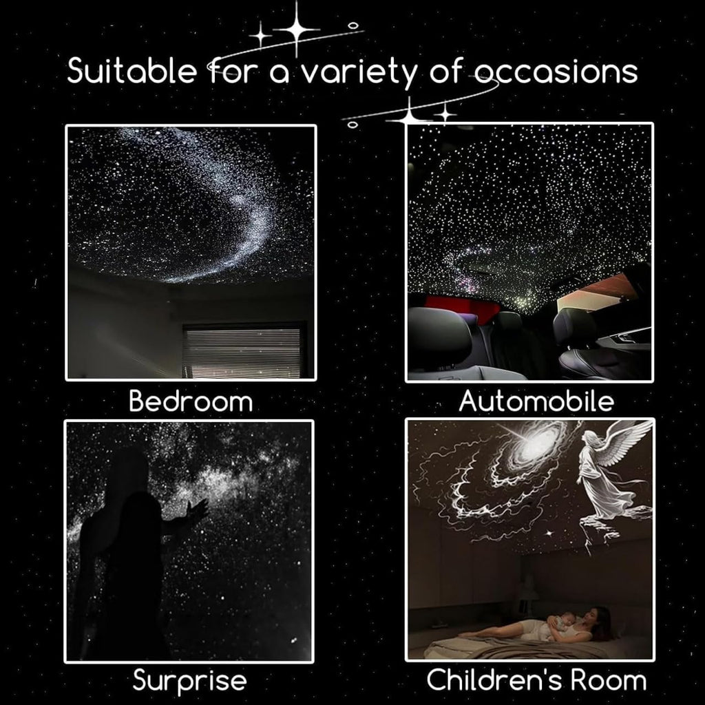 Starry Sky Projection Nightlight illuminating a bedroom