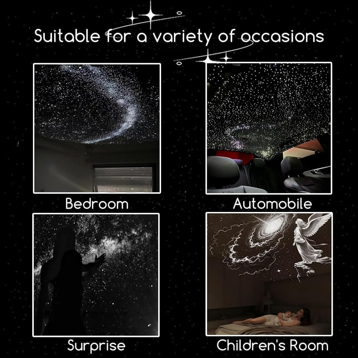 Starry Sky Projection Nightlight illuminating a bedroom