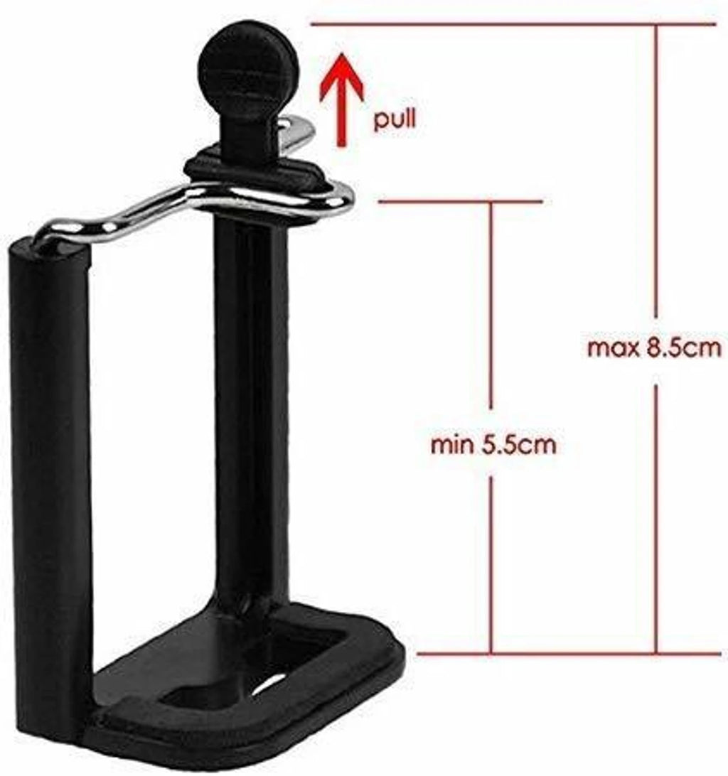 Universal Phone Clip Holder - pull to expand spring arm min 5.5cm max 8.5cm clamping height diagram