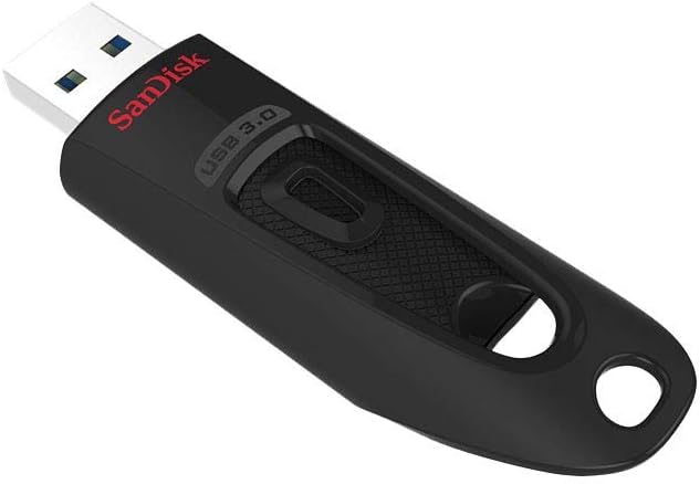 Black SanDisk Ultra USB 3.0 flash drive with connector extended