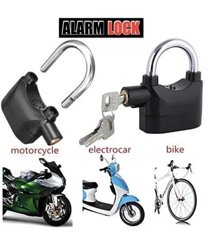 Alarm Security Lock – Motion Sensor, 110dB Siren Alert, Heavy-Duty Anti-Theft Padlock with 3 Keys, Weather-Resistant Heavy Body for Bikes, Gates, Doors, Sheds | Black