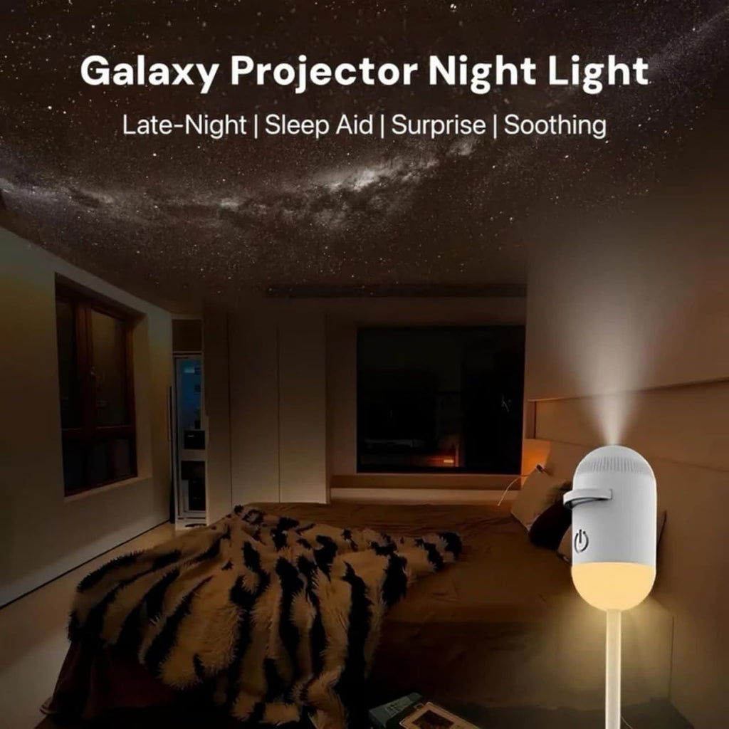 Starry Sky Projection Nightlight with flexible USB stem and galaxy ceiling projection