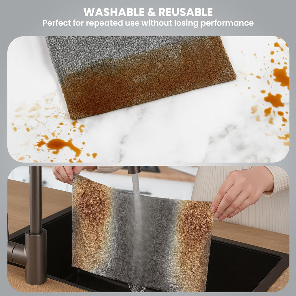 Reusable microfiber cloth roll compared with kitchen tissue paper
