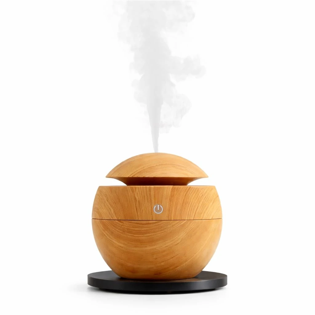 Ultrasonic Aroma Humidifier with 7 Colour Changing LED – Wood Grain Design | USB Powered | Aromatherapy Diffuser