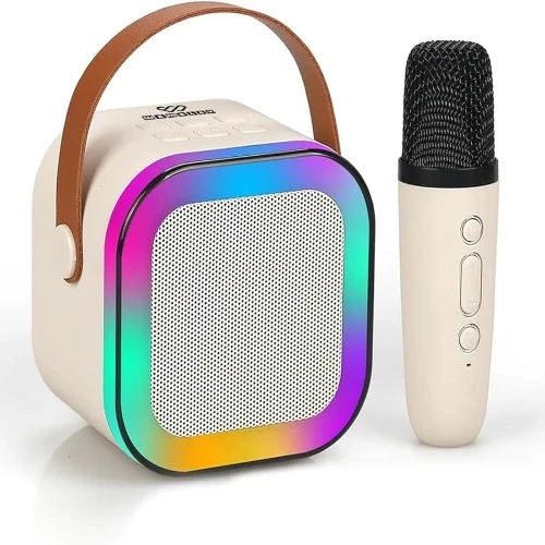Wireless Karaoke Mic for Kids with Dual Speaker & LED Lights
